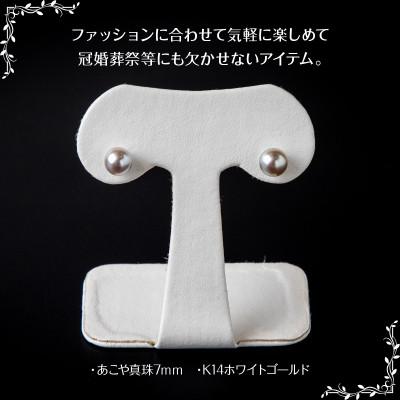 ふるさと納税 延岡市 あこや本真珠グレーピアス　7mm珠ピアス　14金ホワイトゴールド |  | 01