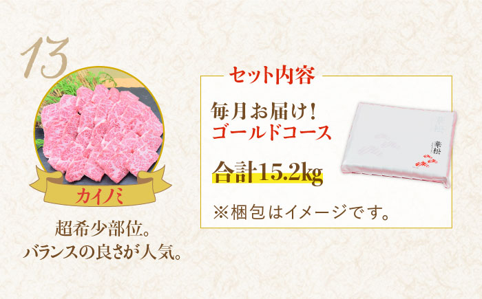 【最高級の佐賀牛贅沢コース！】豪華佐賀牛12回定期便 ゴールドコース＜総量15.2kg！＞【ミートフーズ華松】 [FAY040]