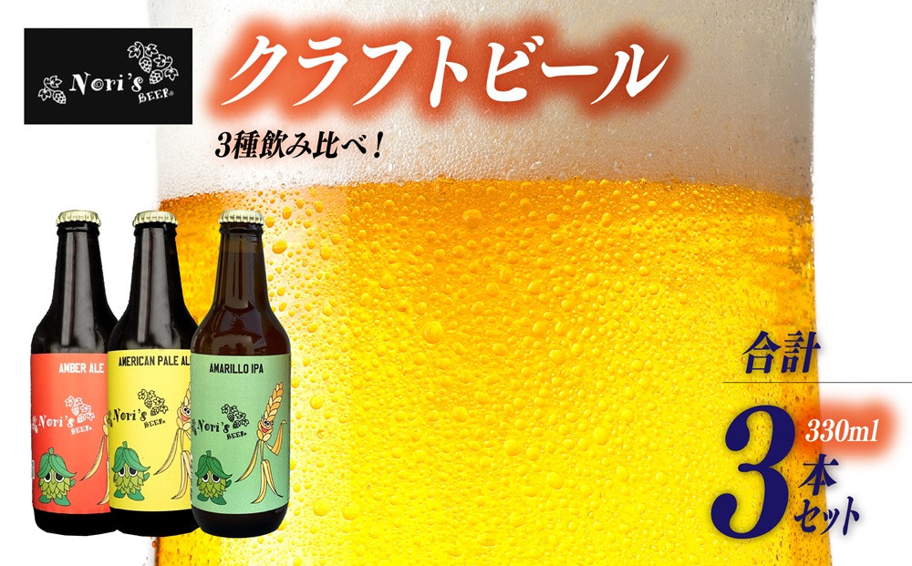 
山梨県産　地ビール　Nori`s Beer　クラフトビール3本セット　ビール　麦酒[5839-1928]
