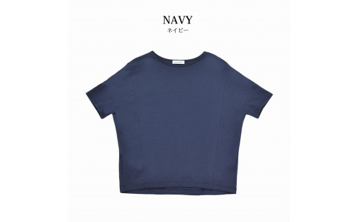 【ネイビー】レディース綿・モダール半袖デザインＴシャツ（FL23SS-0011W）【サイズ XL】