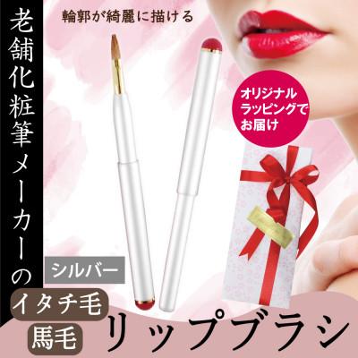 ふるさと納税 松原市 イタチ×馬毛 発色が良く塗りやすい リップブラシ (シルバー) | 