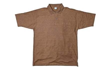 【Mサイズ】倉敷染 272SD 半袖ポロシャツ 昇り鯉 刺繍調 プリント入 ブラウン