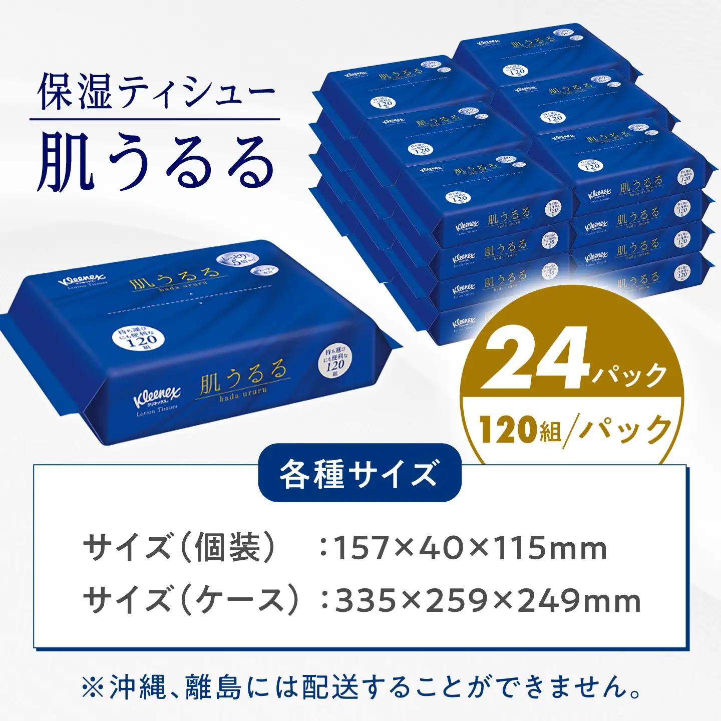 ローションティッシュ クリネックス 肌うるる ソフトパック 120組(240枚)×24パック ティッシュ [BDAM059-1]