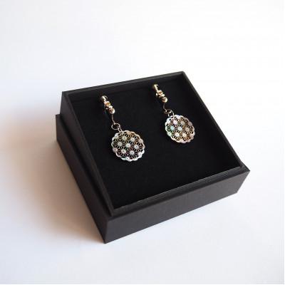 ふるさと納税 大和高田市 黒蝶貝のレース彫刻「麻」イヤリング |  | 03