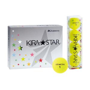 ゴルフ ボール カラーボール KIRA STAR 12球入 1ダース【カラー ：イエロー】キャスコ KASCO 高弾道 ユニセックス 初心者 かわいい 2ピース 1コア 1カバー 見える ソフト ヘッ