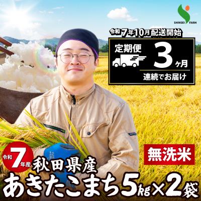 ふるさと納税 大館市 【定期便3ヶ月】令和7年秋田県産あきたこまち(無洗米)　10kg