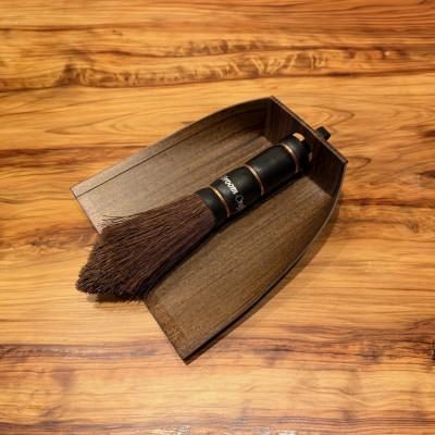 ふるさと納税 海南市 国産棕櫚手箒レザー ブラック 柿渋はりみ塵取り(穴あき)セット