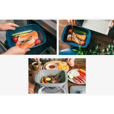 有田焼 5way plate 土鍋 グレイ 料理家 河瀬璃菜 おしゃれ土鍋 コラボ オーブン土鍋 直火 食器 調理器具 キッチン用品 かわいい土鍋 まるぶん  A30-509_イメージ5