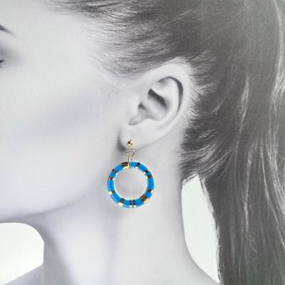 ふるさと納税 茅ヶ崎市 ArtOpus.  ピアス 日の輪 青 湘南 茅ヶ崎市 陶磁器 アクセサリー アートギフト |  | 01