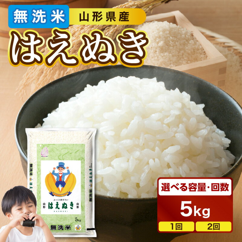 【ふるさと納税】 山形県産 無洗米 はえぬき 5kg・選べる配送回数(1回〜2回) 令和7年産 2025年産米 BG精米製法 米 ブランド米 お米 精米 単品 2回定期便