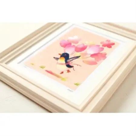 イラスト作家「菜生」アートフレーム《春に飛ぶ》ペンギン【1740387】