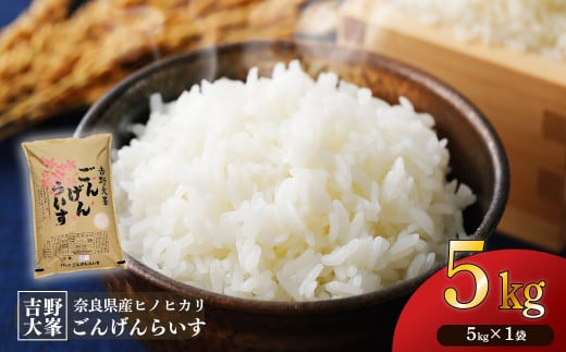 【令和7年産】ひのひかり 吉野大峯ごんげんらいす5㎏×1袋｜白米 米 精米 ヒノヒカリ ごはん 奈良県産 吉野町 令和7年 令和7年産 新米