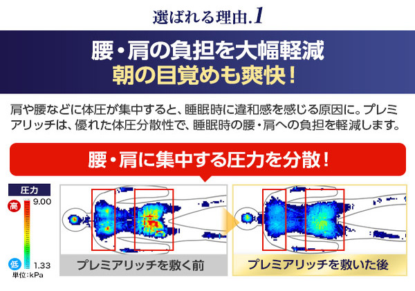 トゥルースリーパー プレミアリッチpr2 セミダブル[ 寝具 マット 低反発 高反発 2層構造 体圧分散 睡眠 抗菌 防カビ 防ダニ 肩 腰 ]