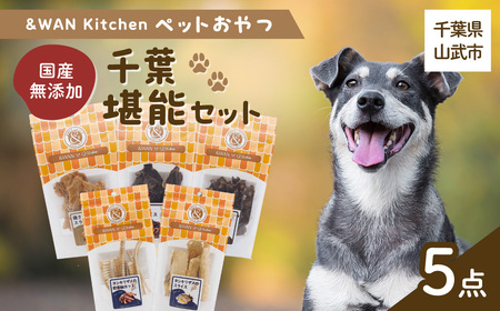 ＆WAN Kitchenペットおやつセット（千葉堪能セット）（鹿肉スライス/猪肉スライス/錦爽どりささみ/サメスライス・サメ軟骨） SMU017