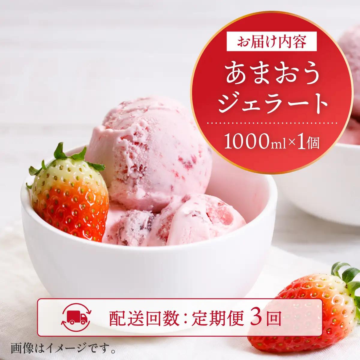 ＜定期便・全3回＞福岡産 あまおう ジェラート 1000ml 