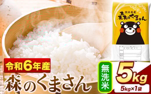 令和6年産 無洗米  森のくまさん 5kg × 1袋  熊本県産 単一原料米 森くま《7-14日以内に出荷予定(土日祝除く)》送料無料