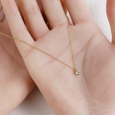 ふるさと納税 大津市 K18 金【0.2ct ラボダイヤモンドネックレス】ハーフベゼル 輝き続ける美しさ 一粒ペンダント |  | 02