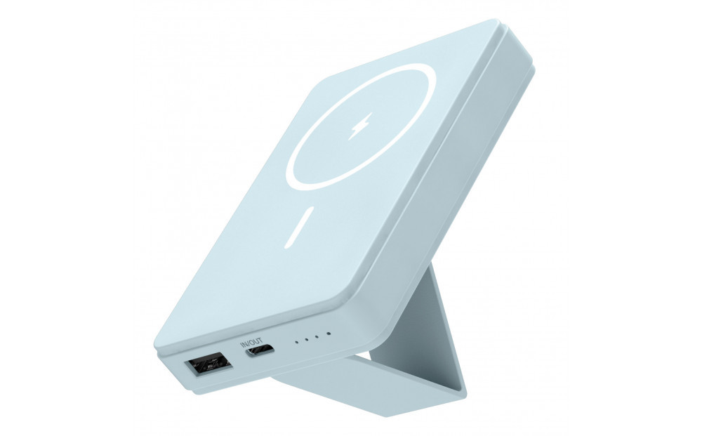 モバイルバッテリー 5000mAh MagSafe対応 ワイヤレス充電器【ベビーブルー】