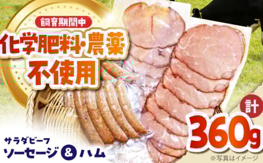 【11月中旬以降順次発送】 サラダビーフ ソーセージ&ハムセット（ソーセージ100g×2袋・ボンレスハム80g×2袋）《足寄町》【ありがとう牧場】ソーセージ ハム 牛肉 ビーフ 肉 ミート 牛 焼肉 牛丼 カレー 北海道 [BEAH007]