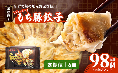 【定期便6回】ジューシーもち豚餃子（浜松餃子）うまさAランク 98個×6回（6か月）【配送不可：離島】餃子 ぎょうざ 中華 点心 惣菜 おかず 冷凍 ギョウザ 五味八珍 浜松市