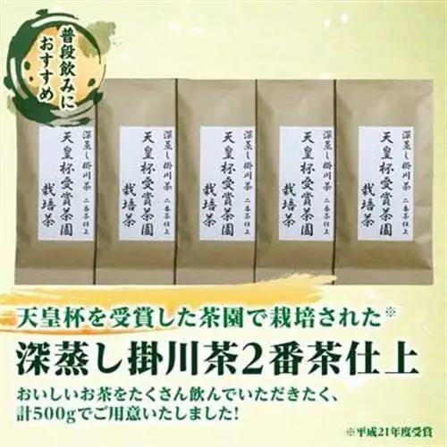 天皇杯受賞茶園栽培茶2番茶仕上　深蒸し掛川茶100g×5袋【配送不可地域：離島・沖縄県】【1749863】