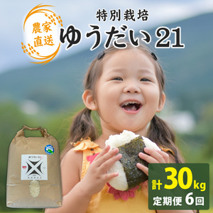 【先行予約】【6ヶ月連続お届け】【 令和8年産 新米 】減農薬・化学肥料不使用 ゆうだい21 5kg×1袋（計5kg）【2026年10月より順次発送】 | お米 定期便 ごはん 国産