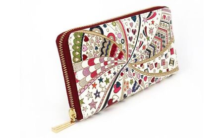 【文庫屋大関】 大容量　ぐるっとファスナーの長財布　グロッシーハート【皮革工芸品】 ファッション小物 民芸品 