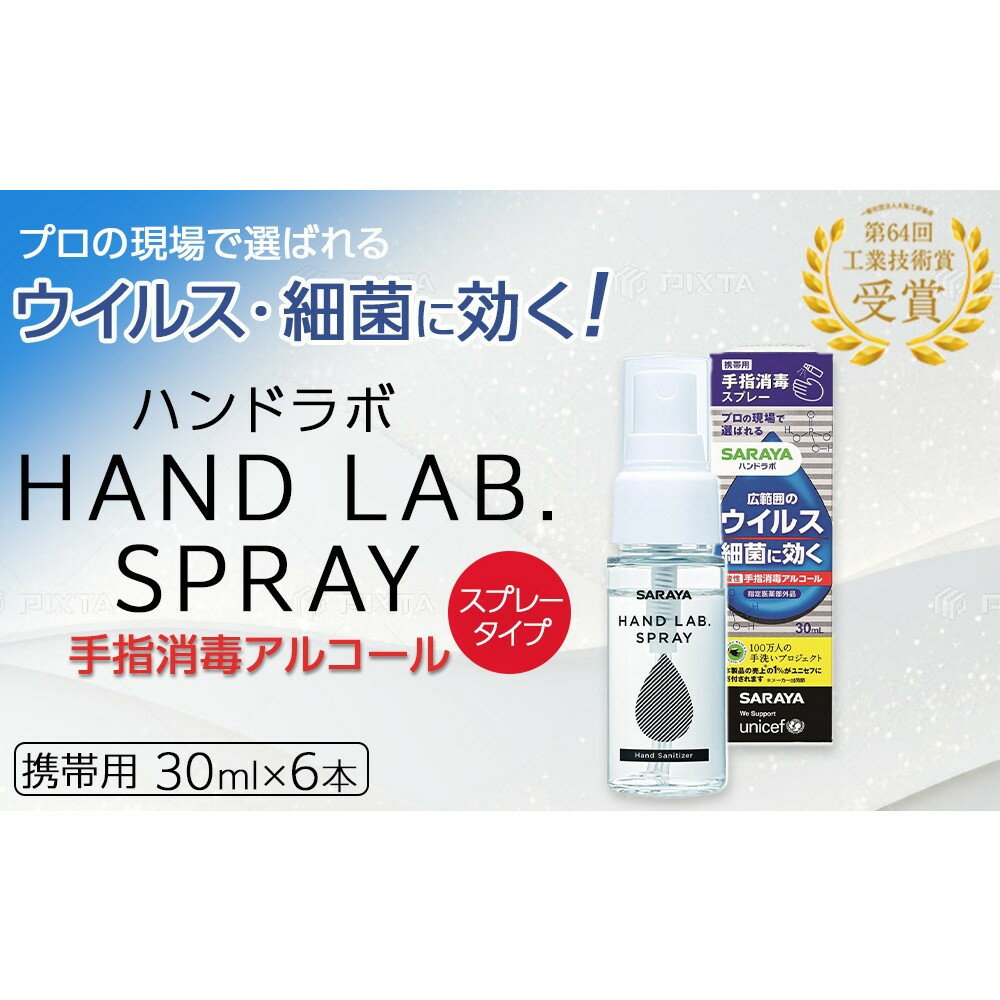 【ふるさと納税】ハンドラボ手指消毒スプレーVH30ml×6 | サラヤ ハンドラボ 消毒 細菌 スプレー 酸性アルコール消毒剤 携帯用 おすすめ 人気 送料無料