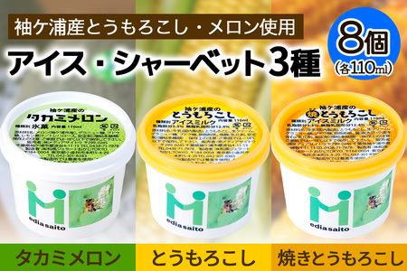 朝採れとうもろこしと完熟メロンのアイス＆シャーベット 8個セット アイス シャーベット スイーツ メロン トウモロコシ [0725]