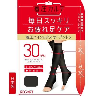 ふるさと納税 丸亀市 【メディックピエドシリーズ】着圧ハイソックス オープントゥ Mサイズ ブラック