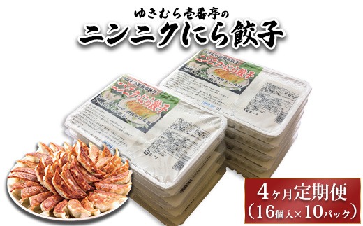 【4ヶ月定期便】ゆきむら壱番亭のニンニクにら餃子10パック(160個入り) ※離島への配送不可