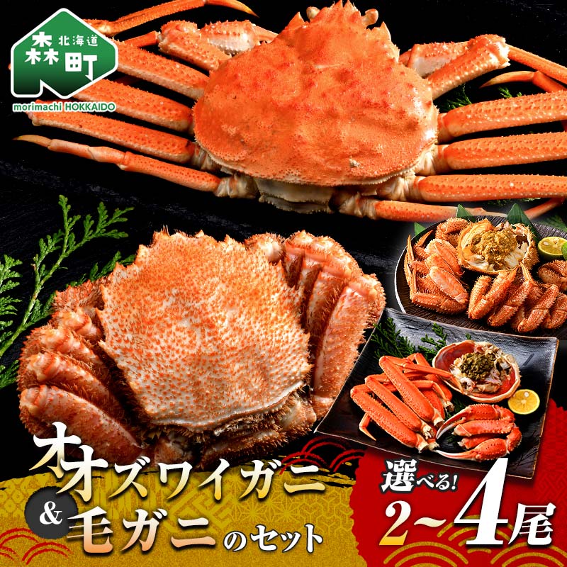 【ふるさと納税】【選べる容量】 オオズワイガニ毛がにセット 2～4尾 オオズワイガニ1尾(300~350g前後) 毛がに1尾(約350g) ＜海鮮問屋　株式会社　瑞宝＞ かに カニ 蟹 ガニ がに 海鮮 森町 北海道 mr1-1304var