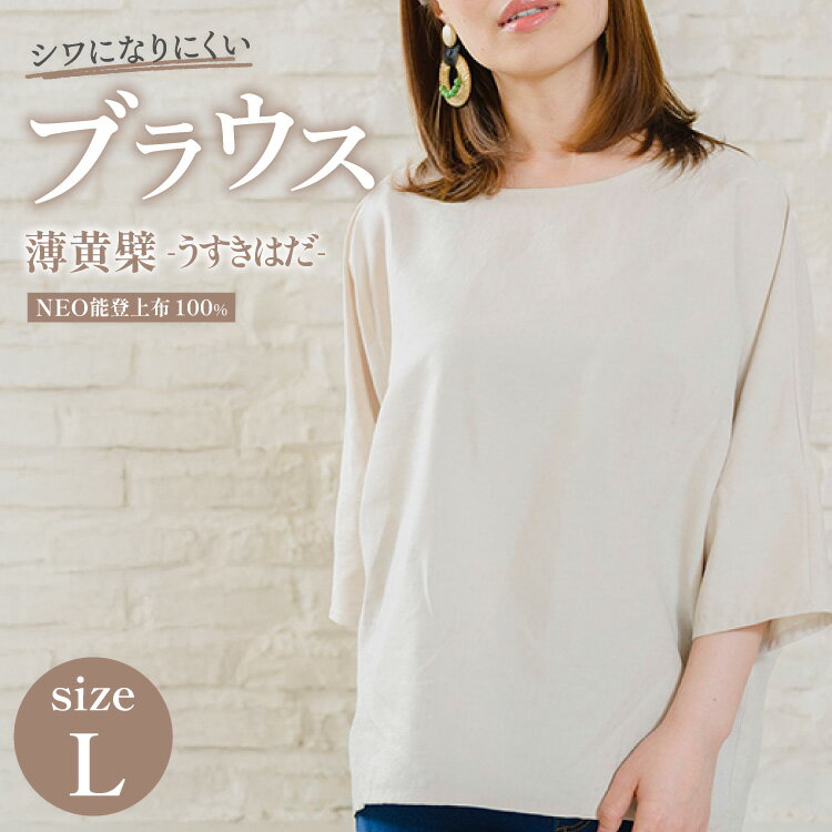 【ふるさと納税】 衣類 NEO能登上布 ブラウス 「薄黄檗（うすきはだ）」 Lサイズ [能登繊維振興協会 石川県 中能登町 nk17bno790002] レディース トップス シワになりにくい メイドインジャパン シンプル
