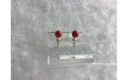 血紅Tama ピアス 5.8mm | 珊瑚 血赤珊瑚 血紅 サンゴ さんご 血赤サンゴ ジャパンレッド 赤 ピアス ゴールド アクセサリー 高知県 南国市