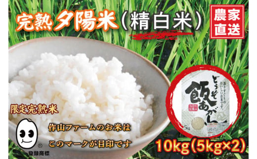 【生産者応援】 完熟夕陽米 (精白米) 10kg (5kg×2) ひとめぼれ 特別栽培米 令和7年産 生産農家直送 米 産地直送 こめ 精米 白米 ご飯 夕陽米 岩手県 特別栽培 農家直送 事業者応援 生産者支援 日常使い (CP038)