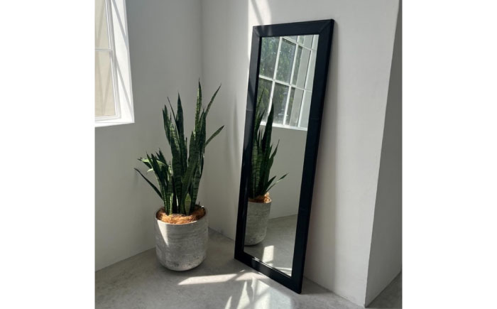 鏡  MS113（ブラック）NOSミラー スクエアL ナチュラルレザー製 鏡 姿見 レザー 革 ファニチャー 家具 人気 おすすめ 広島県福山市/株式会社心石工芸 [BABV010]