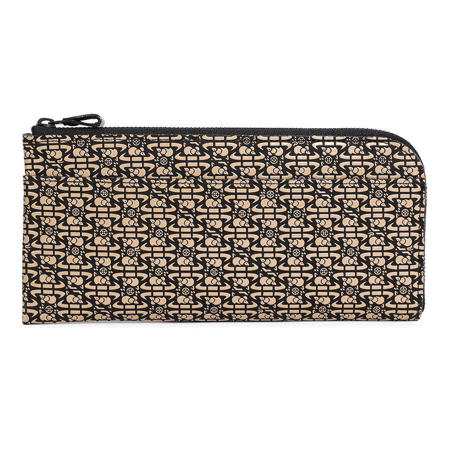 ＜印傳屋 上原勇七＞甲州印傳　印傳屋上原勇七　半周り束入れ　黒×白　一番ねずみ