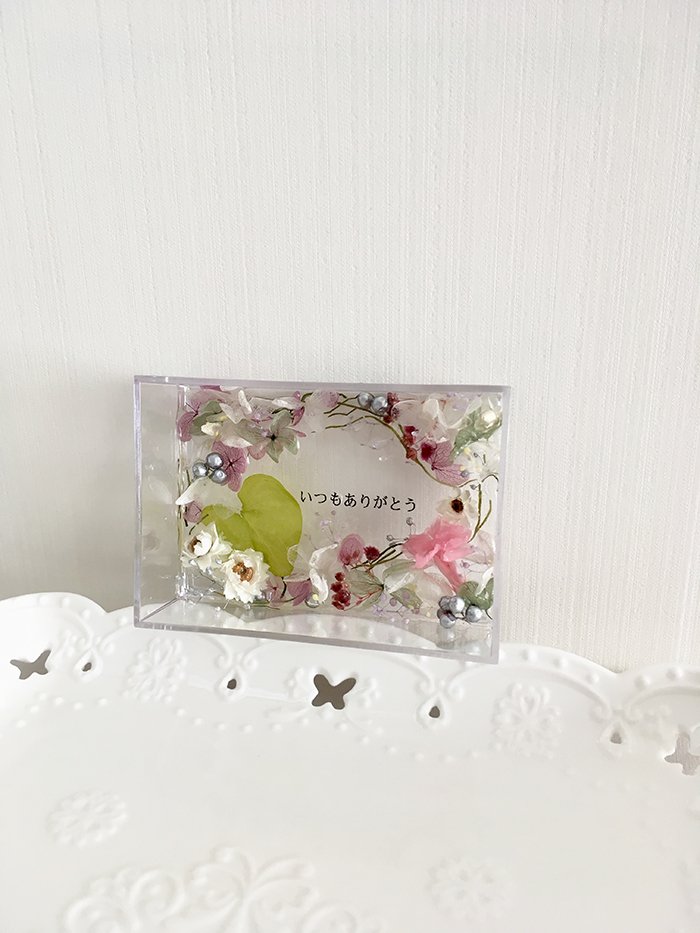 ハーバリウムプレート お仕事お疲れ様でした （オイル少量タイプ） ナチュラル ／ 雑貨 玄関 小物 kanon インテリア プリザーブドフラワー ドライフラワー ハンドメイド品 奈良県 田原本町