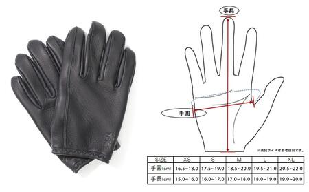 LAMP GLOVES -UTILITY GLOVE SHORTY-(カラー：ブラック／サイズ：S)【革手袋 レザー グローブ 鹿革 メンズ レディース Lamp gloves ランプグローブス ショ
