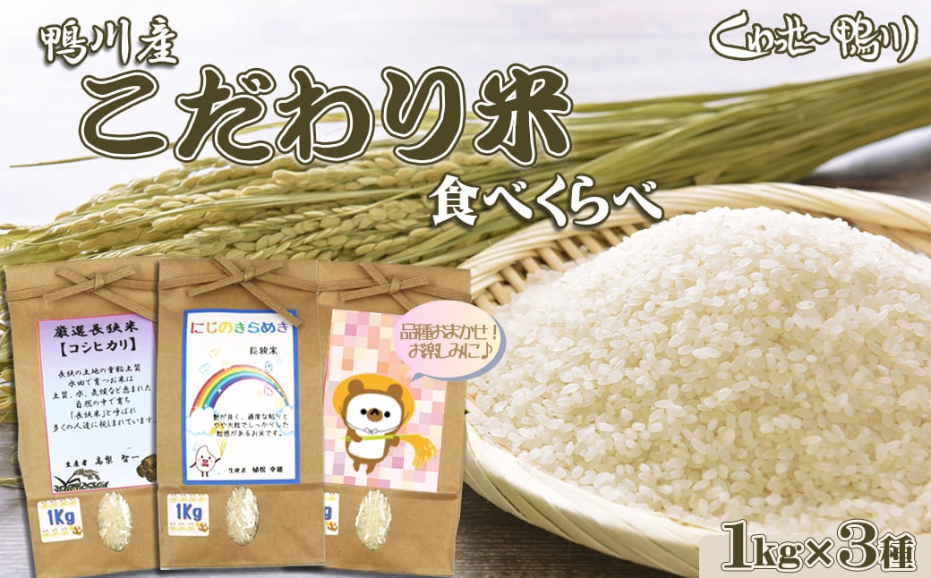 
            《令和６年産》【くわっせ～鴨川】鴨川産 『こだわり米』食べくらべセット《精米》 １kg×３品種　[0009-0028]
          