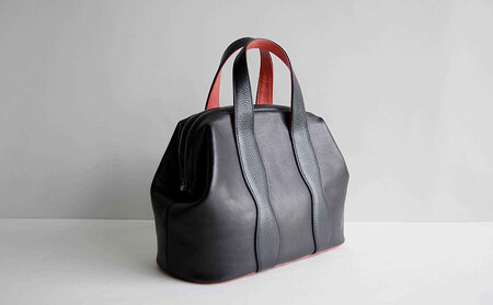 バッグ NANAKO300  牛革 ハンドバッグ トートバッグ VALLEYSHELL 青梅市 ブラック×ピンク