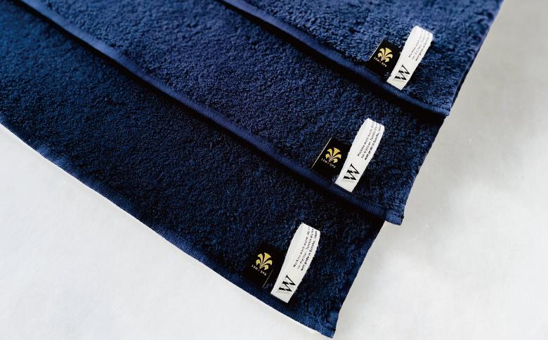 【高級ピマコットンを使用】ウォッシュタオル4枚　ネイビー　W premier plus(009_5072_03)