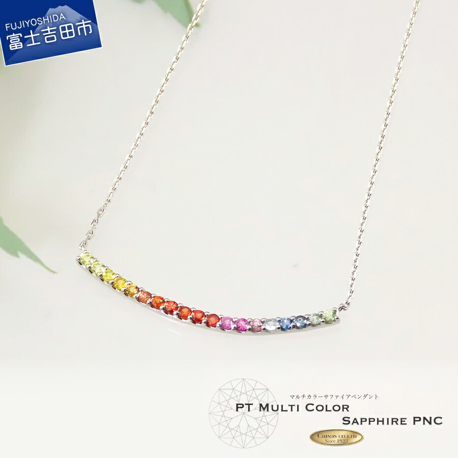 【ふるさと納税】 ネックレス サファイア マルチカラー グラデーション プラチナ ペンダント ムーブタイプ PT900 PT850 ジュエリー 天然石 宝石 女性 レディース プレゼント 誕生日 記念日 ギフト 【宝石鑑別書付】