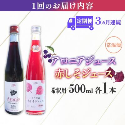 ふるさと納税 洞爺湖町 【毎月定期便】北海道産 赤しそジュース&アロニアジュース[500ml 各1本]全3回 |  | 03