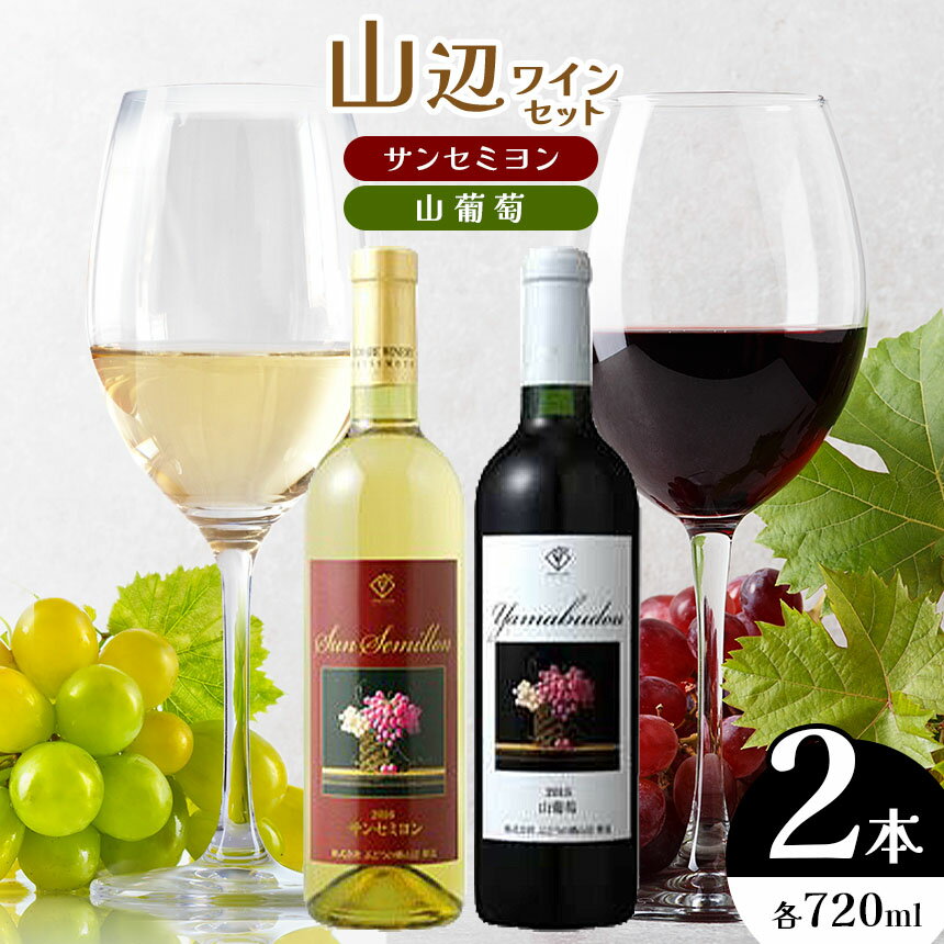 【ふるさと納税】山辺ワインセット720ml×2本（サンセミヨン、山葡萄）｜ワイン 飲み比べ お酒 辛口 セット 信州 赤ワイン 白ワイン ぶどう 長野県 松本市 希少価値 わいん 酒 おさけ さけ サンセミヨン 山葡萄 やまぶどう