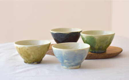 【美濃焼】miBRAND LUCKY CHAWAN 茶碗４点セット（ブルー/グリーン/ブラウン/ブラック）【見谷陶器】ちゃわん ご飯[MCG056]