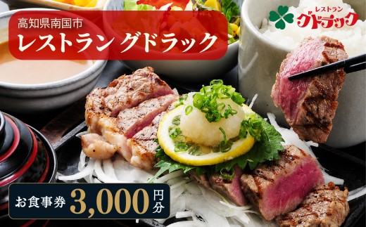レストラン グドラック お食事券 3,000円分（1,000円×3枚） | 高知 南国市 土佐料理 グルメ 食事券 チケット サザンシティホテル
