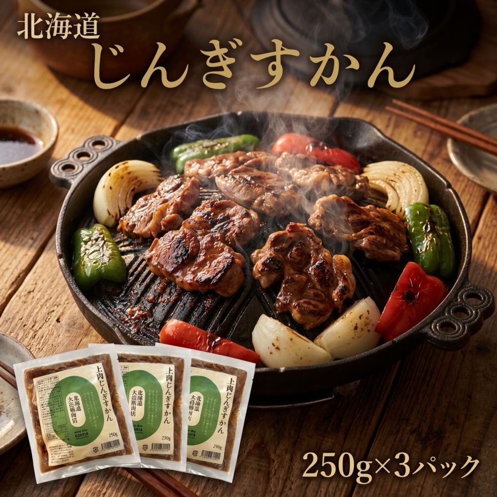 【ふるさと納税】大畠精肉店のじんぎすかんミニパックセット250g×3袋 ｜ 【味付ジンギスカングランプリ2024受賞】 小分け 味付き 秘伝のタレ 羊肉 焼肉 BBQ 冷凍 北海道 新十津川町 【新十津川町】