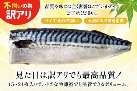 訳あり 減塩 無添加 塩サバ フィレ Mサイズ 総重量 3kg (15-21枚入) 