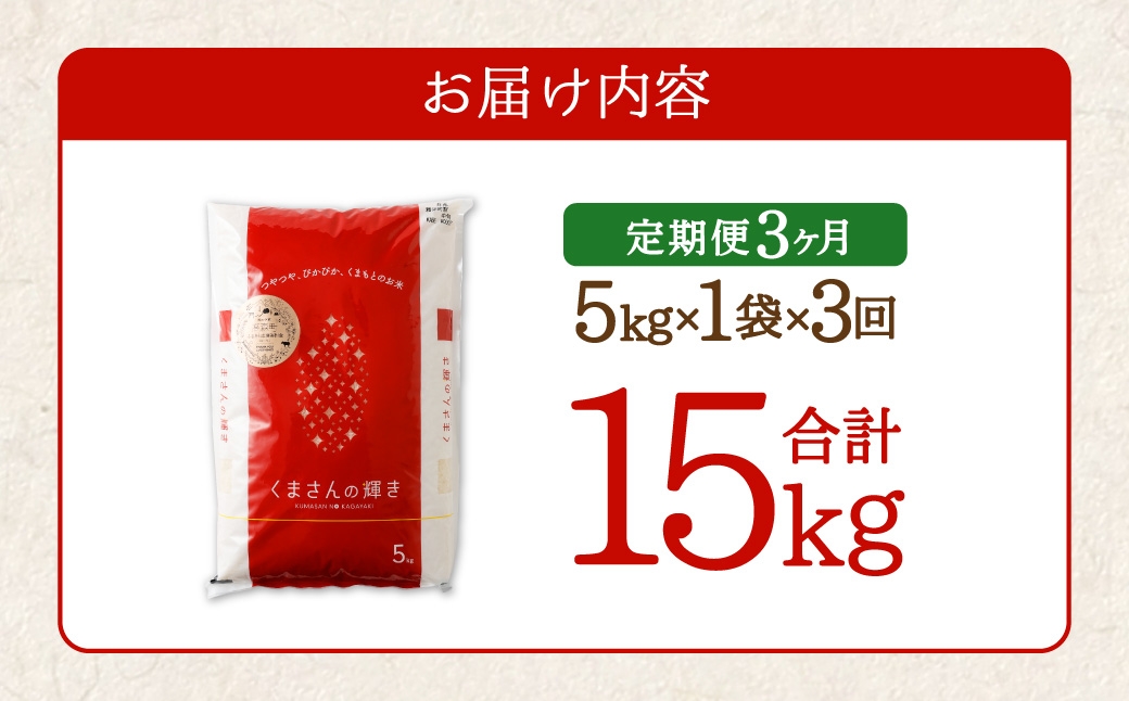 くまもとのブランド米 くまさんの輝き 5kg×全3回